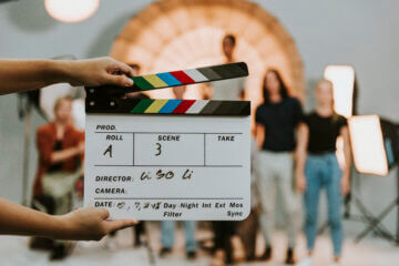 A movie clapperboard on a movie set. Wendy Finerman shares details on her life in Hollywood